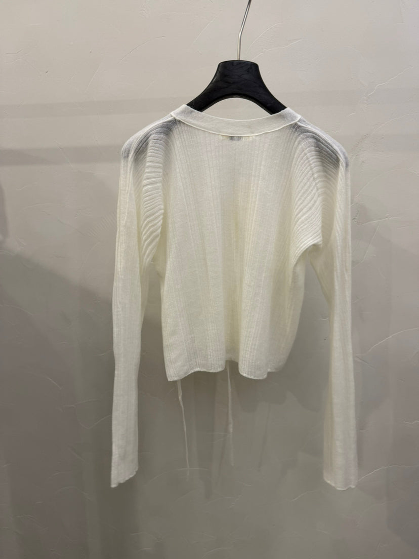 Elegant V-Neck Mohair Blend Cropped Cardigan - Slim Fit Spring Knitwear for Women