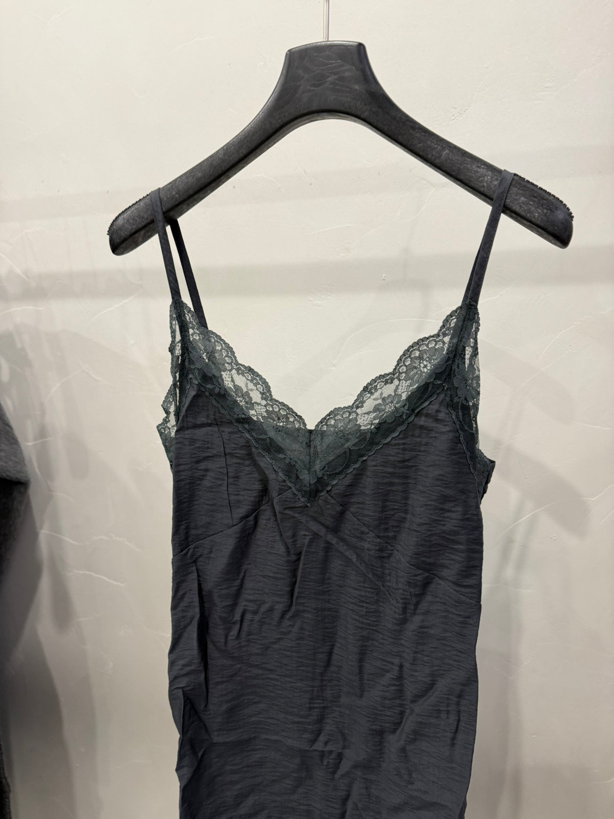 LACHER Elegant Lace Splicing Cami Dress - Versatile Solid Color Midi Slip Dress