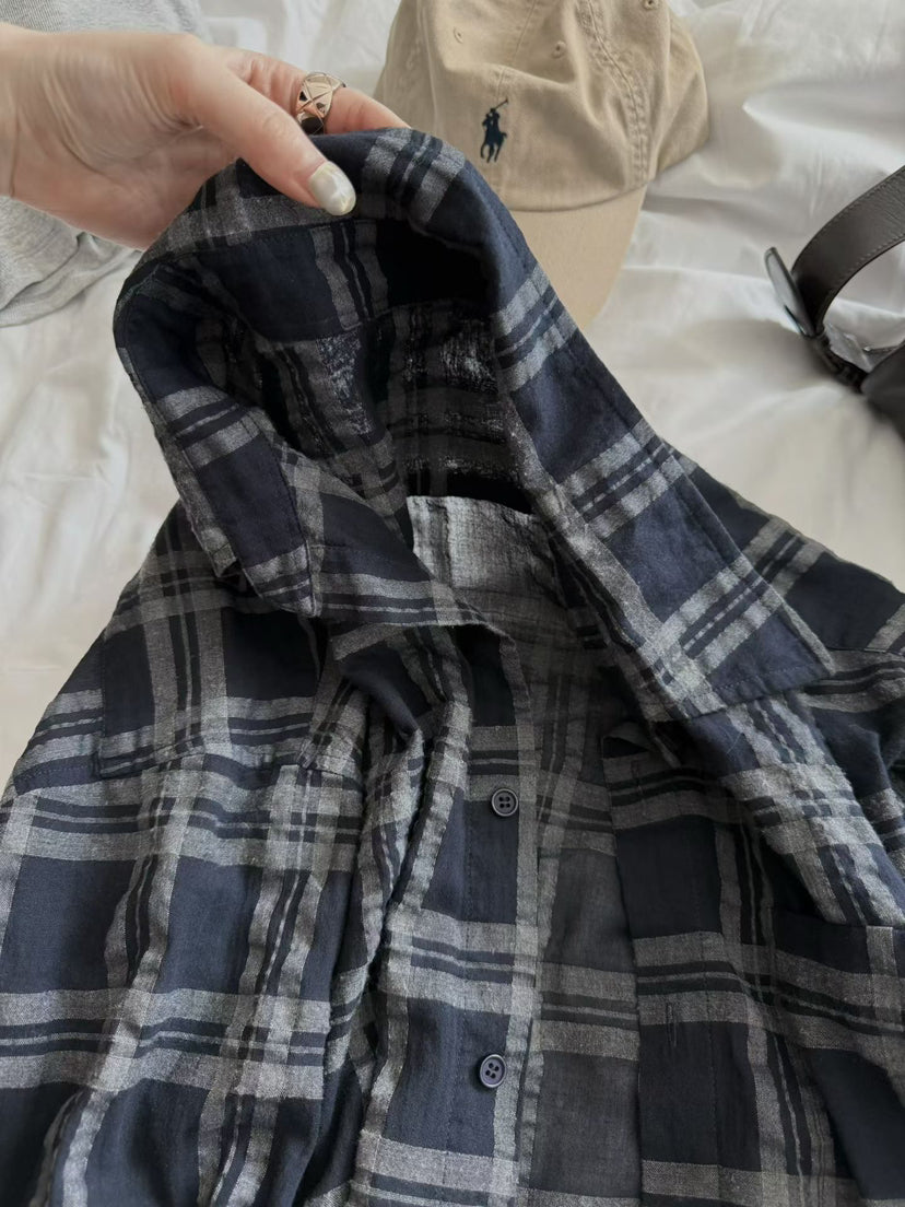 LACHER Women's Effortless Chic Plaid Shirt - Relaxed Fit Long Sleeve Button-Down Commuter Blouse