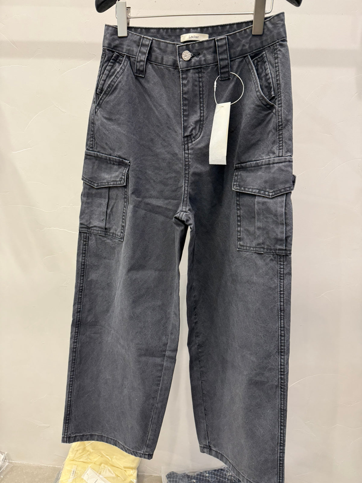 Little Red Book Trending! [LACHER] Best-selling Workwear Jeans! Cargo Style Loose Distressed Wash Straight Leg Denim Pants 371A026# SYYY