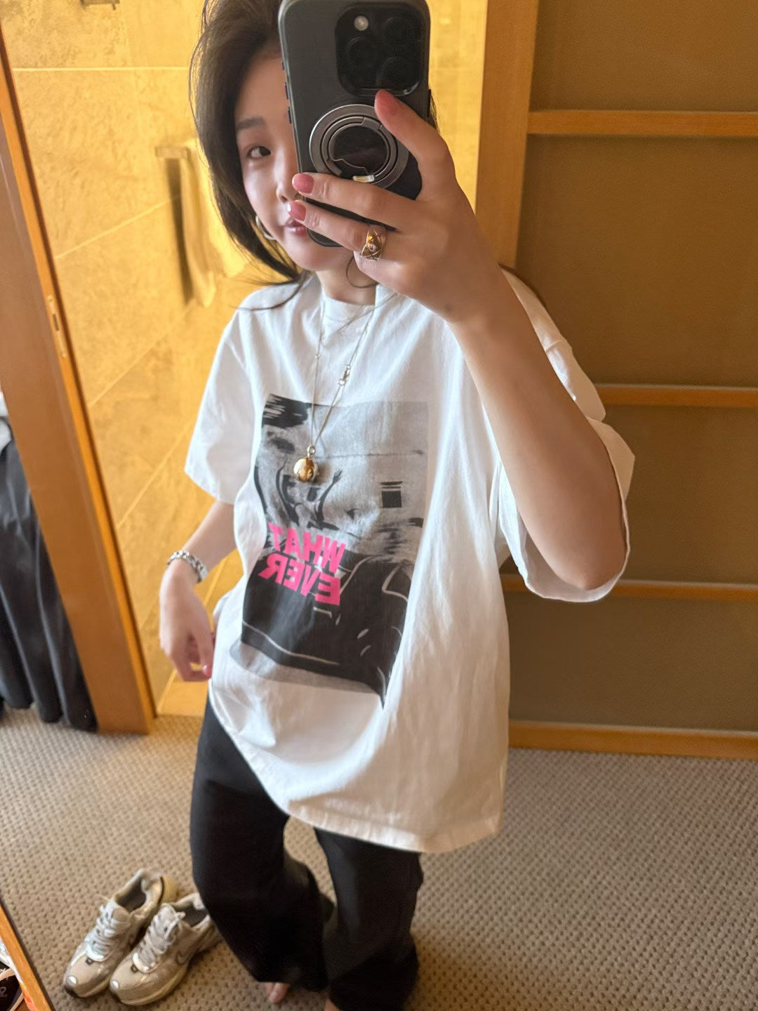 Spring 2026! [LACHER] Korean Minimalist Letter Print Loose Casual Short-Sleeved T-Shirt 371D114# SYYY