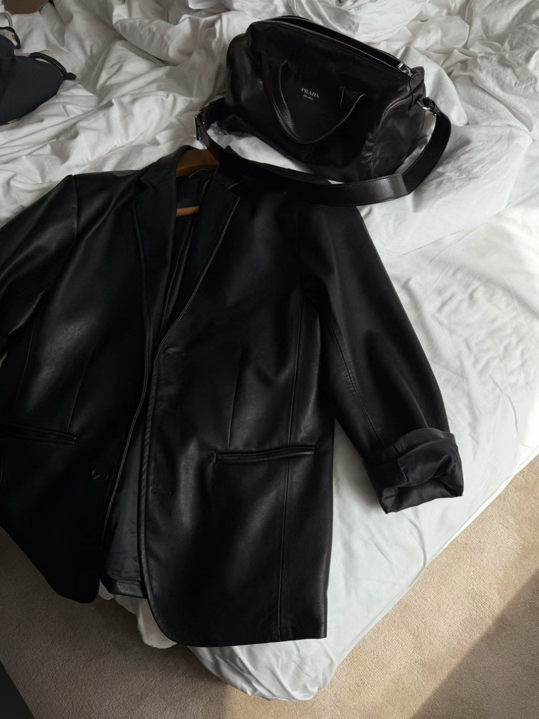 LACHER Premium Distressed Oil-Waxed Leather Blazer - Vintage Oversized Broad-Shoulder Friendly Spring Suit