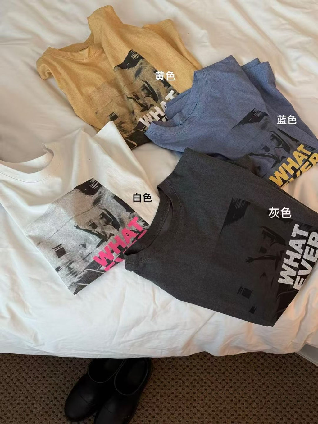 Spring 2026! [LACHER] Korean Minimalist Letter Print Loose Casual Short-Sleeved T-Shirt 371D114# SYYY