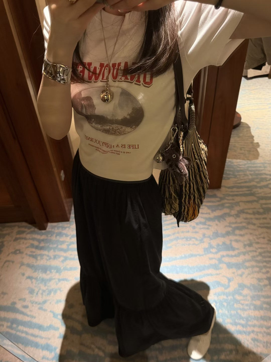 LACHER Vintage Graphic Crop T-Shirt - Retro Printed Casual Cotton Short Sleeve Tee for Women