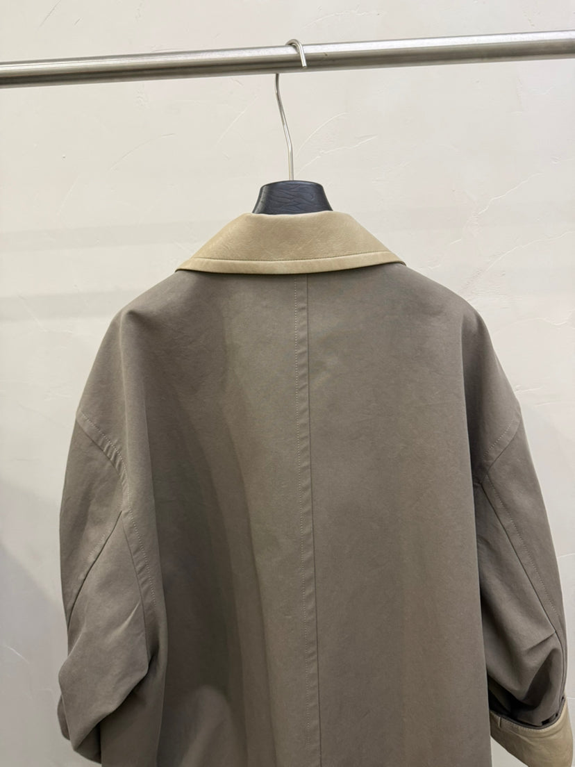 Elegant Contrast Panel Trench Coat - Premium Spring Lapel Single-Breasted Mid-Length Overcoat