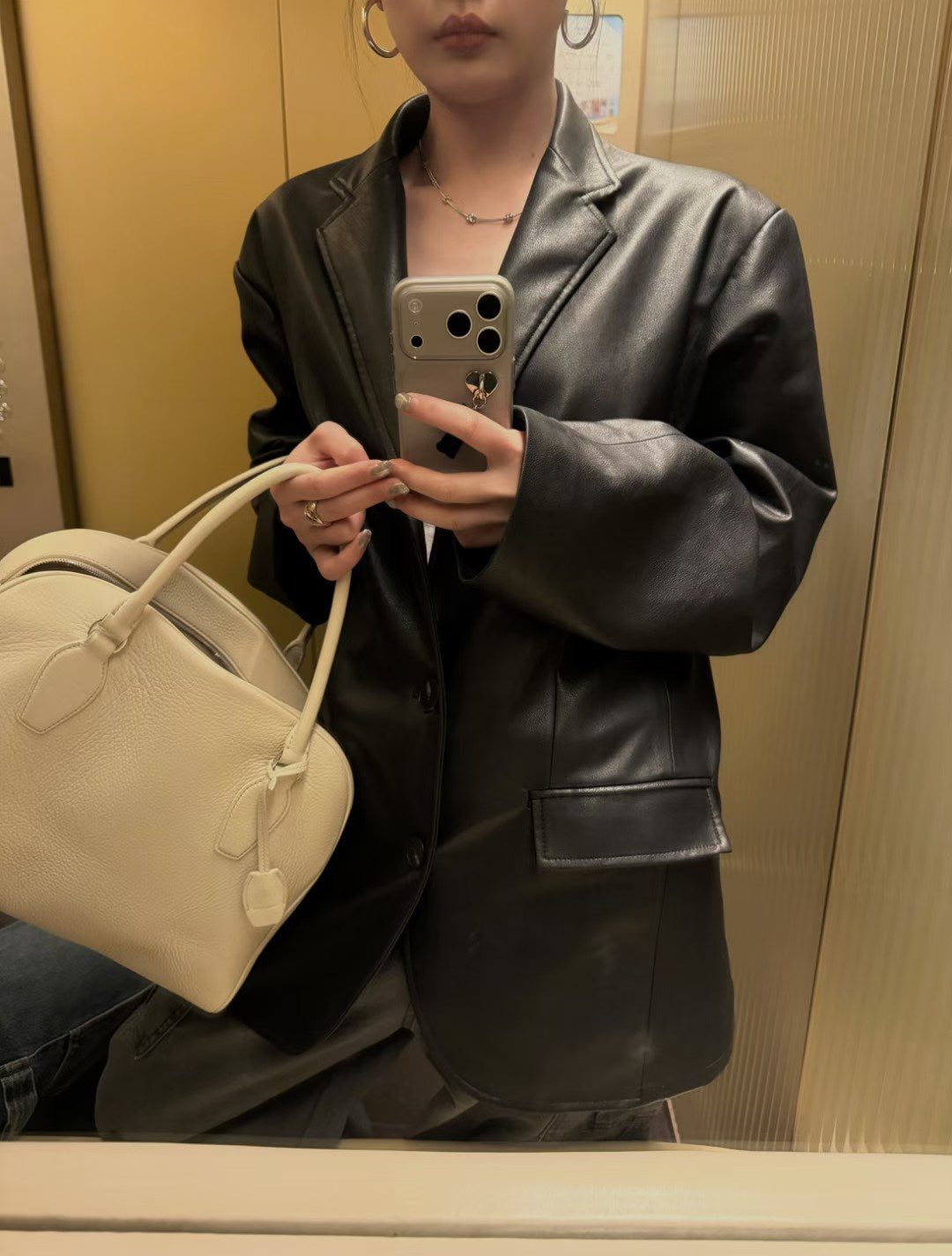 LACHER Premium Distressed Oil-Waxed Leather Blazer - Vintage Oversized Broad-Shoulder Friendly Spring Suit