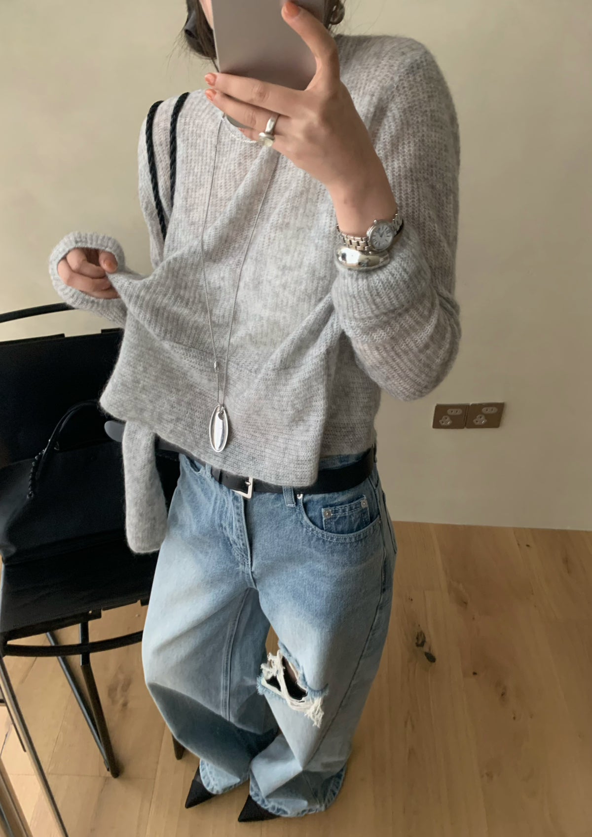 LACHER Chic Hem-Tie Knit Sweater - Soft Skin-Friendly Spring Pullover