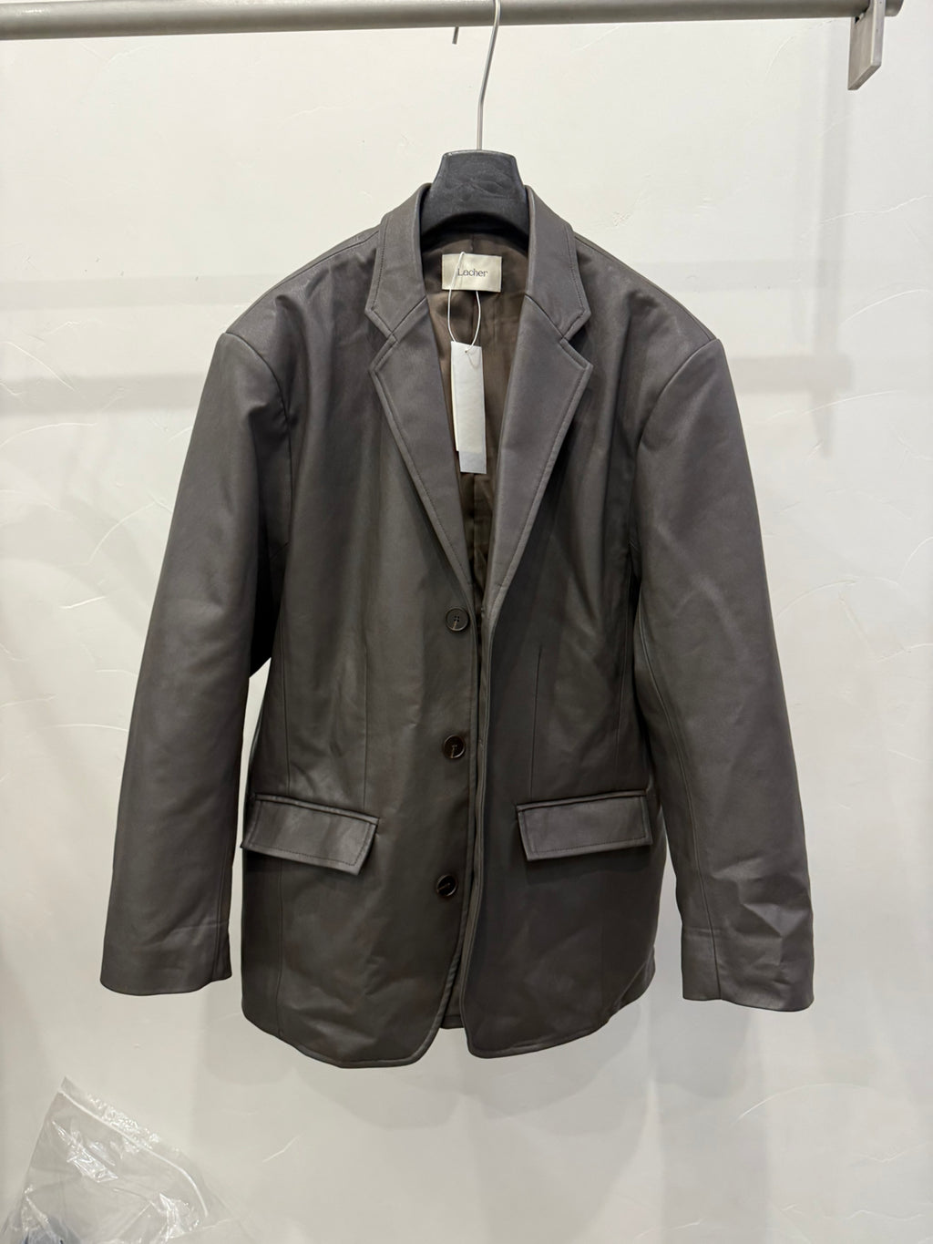 LACHER Premium Distressed Oil-Waxed Leather Blazer - Vintage Oversized Broad-Shoulder Friendly Spring Suit