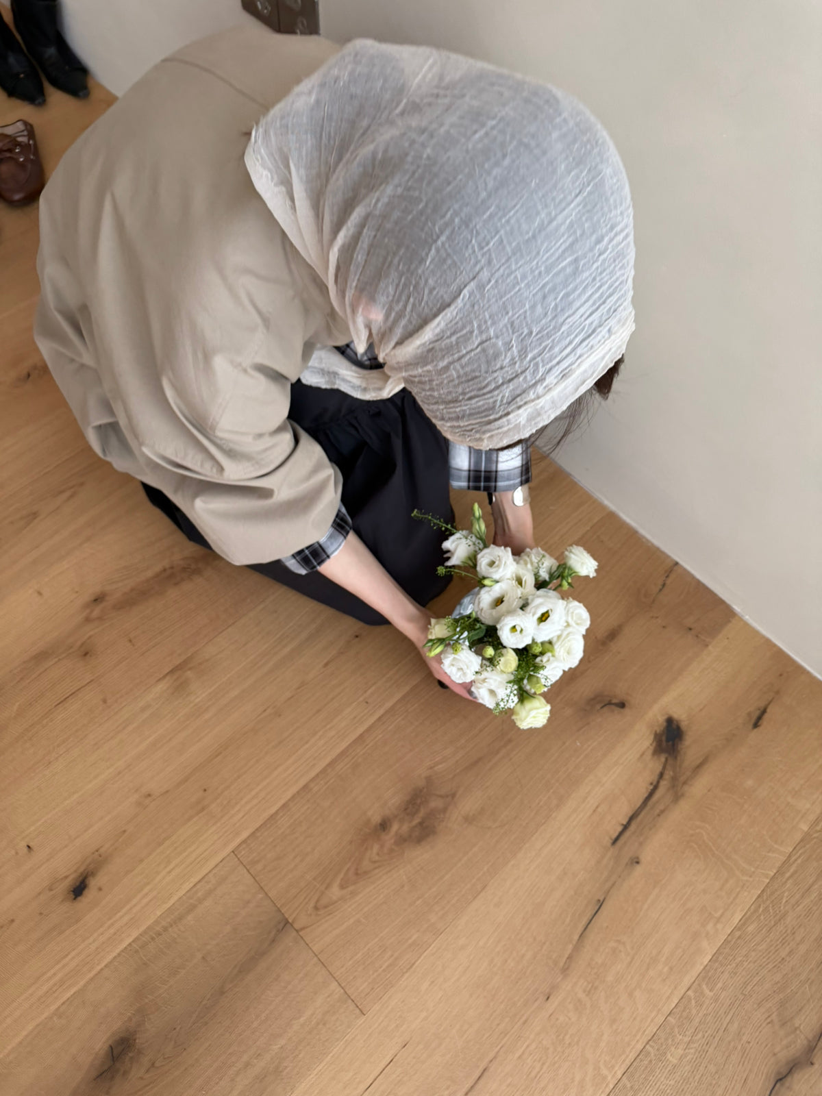 LACHER Elegant Minimalist Loose Plaid Patchwork Mid-Length Trench Coat