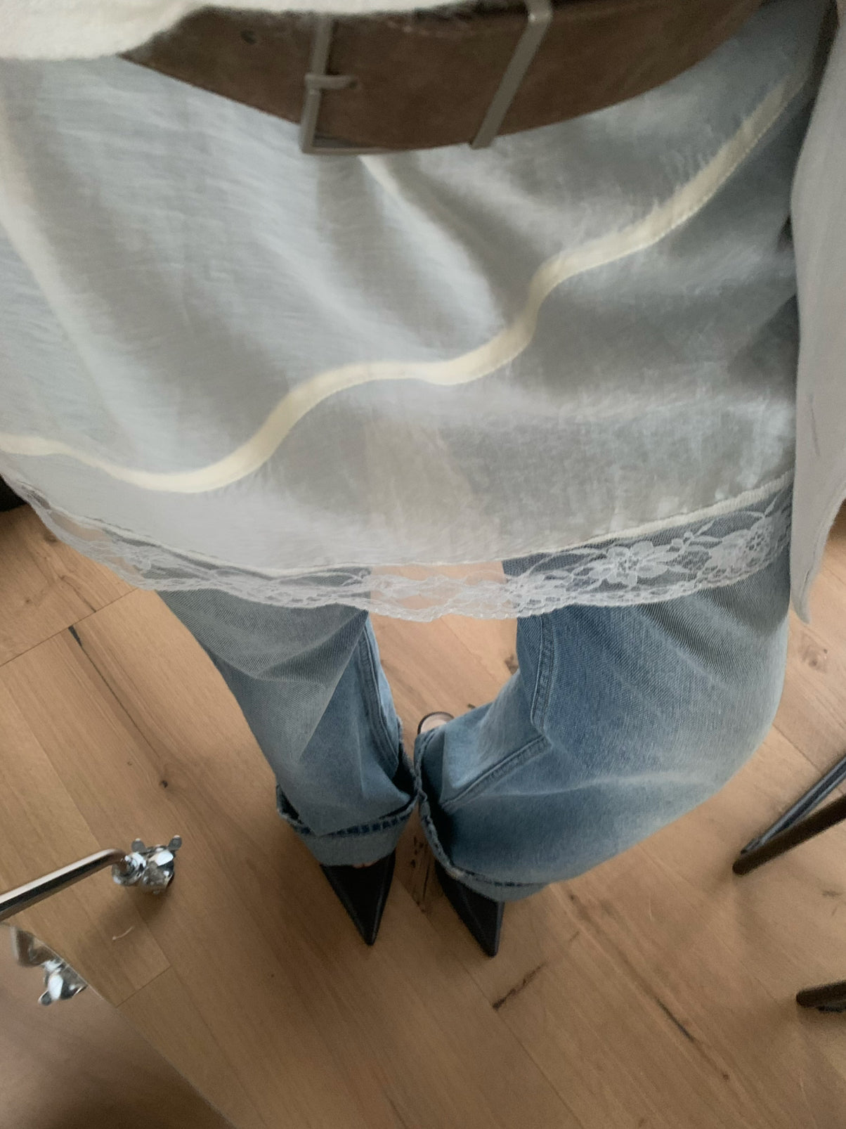 LACHER Elegant Lace Splicing Cami Dress - Versatile Solid Color Midi Slip Dress