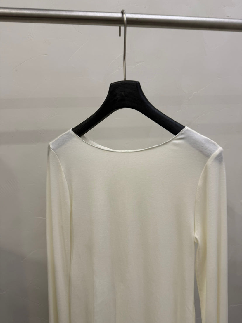 LACHER Elegant Slim Fit Round Neck Long Sleeve T-Shirt - Korean Style Wool Blend Minimalist Top