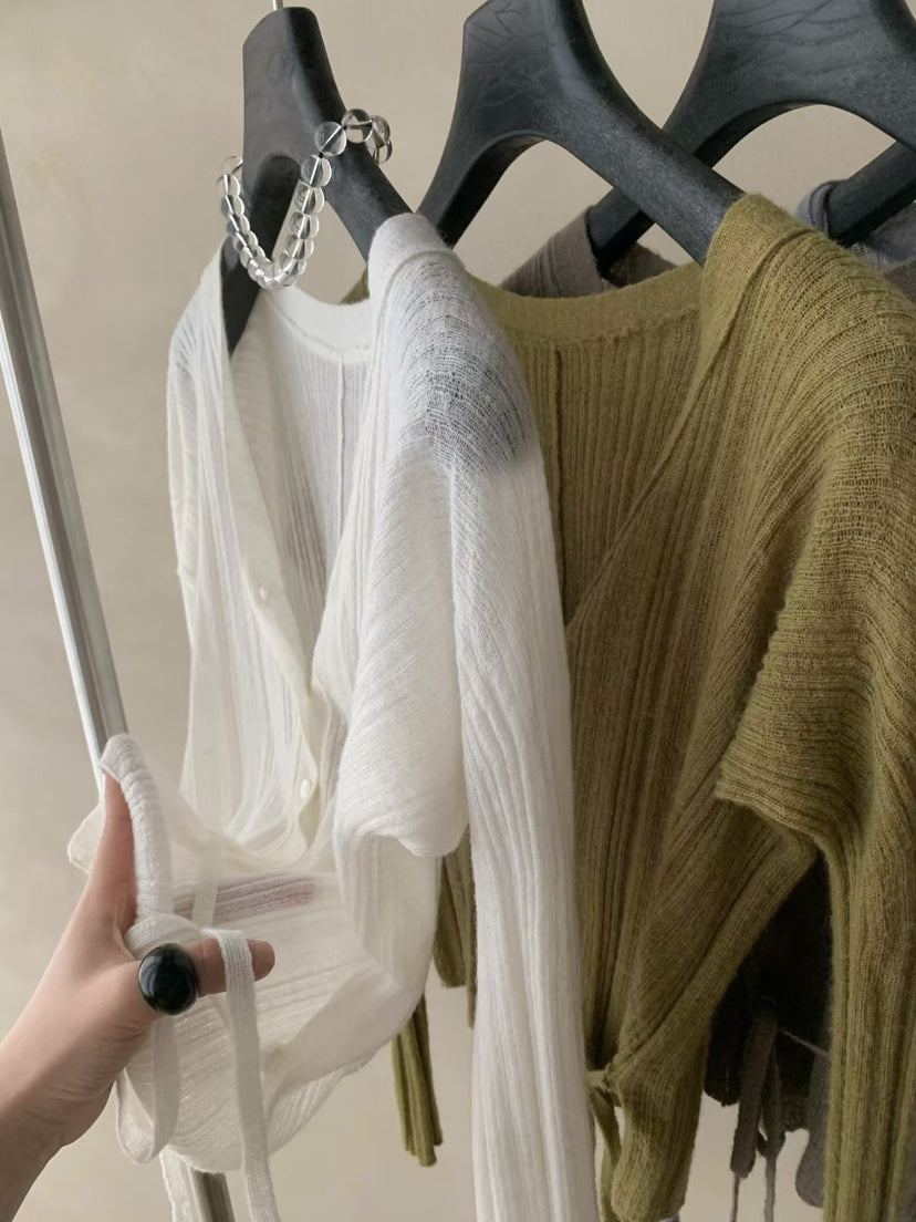 Elegant V-Neck Mohair Blend Cropped Cardigan - Slim Fit Spring Knitwear for Women