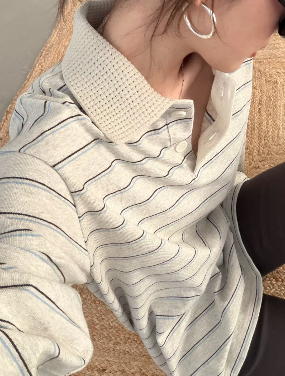 LACHER Premium Striped Polo Shirt - Casual Luxury Contrast Stitching Loose Fit Top