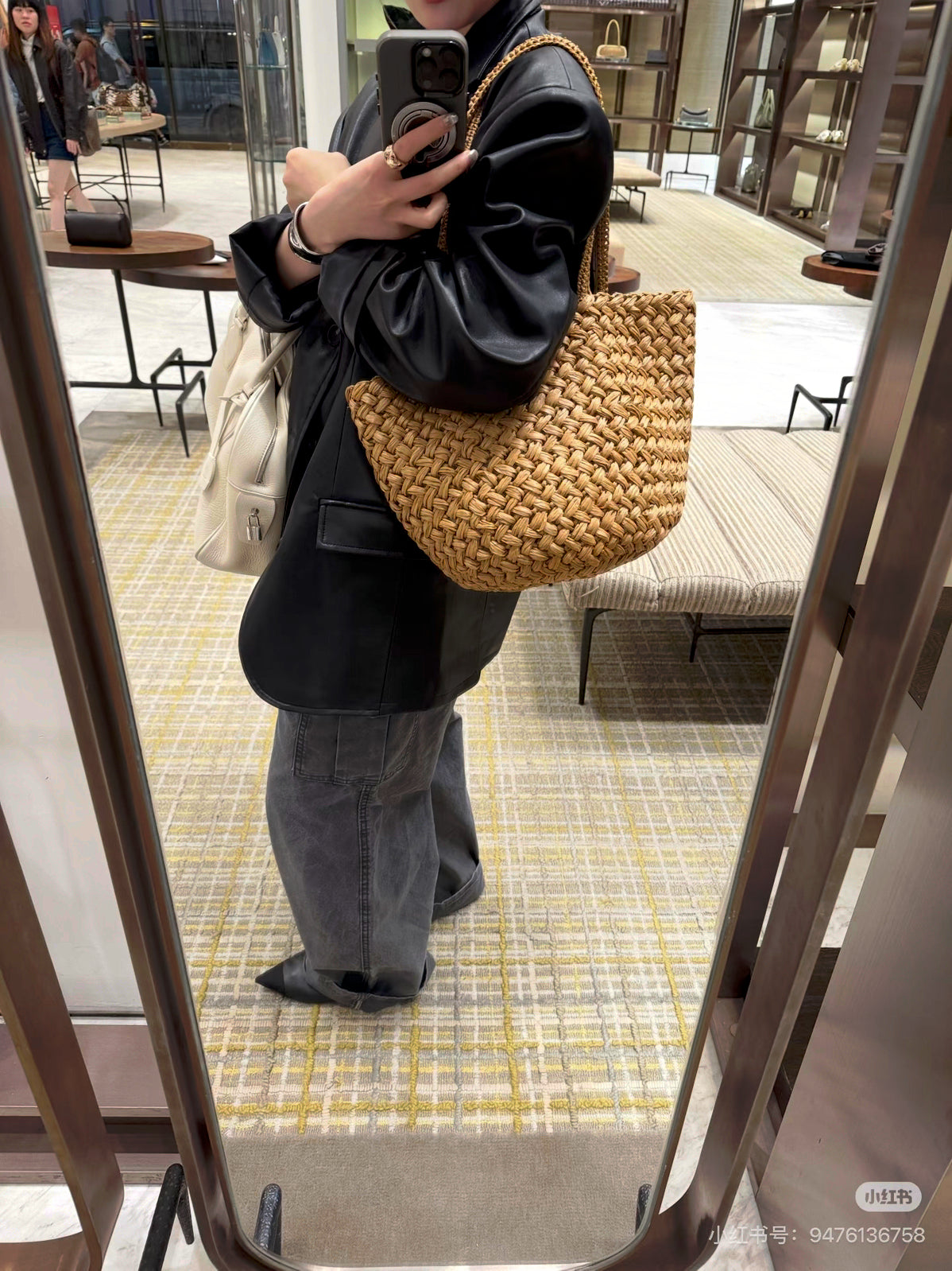 Little Red Book Trending! [LACHER] Best-selling Workwear Jeans! Cargo Style Loose Distressed Wash Straight Leg Denim Pants 371A026# SYYY