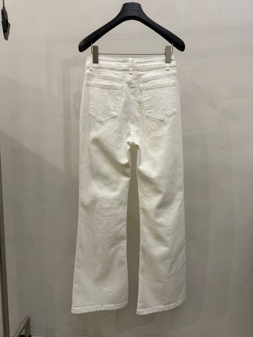 Women's High-Waisted Slimming Flare Jeans - Elegant Spring Solid Color Washed Denim Trousers