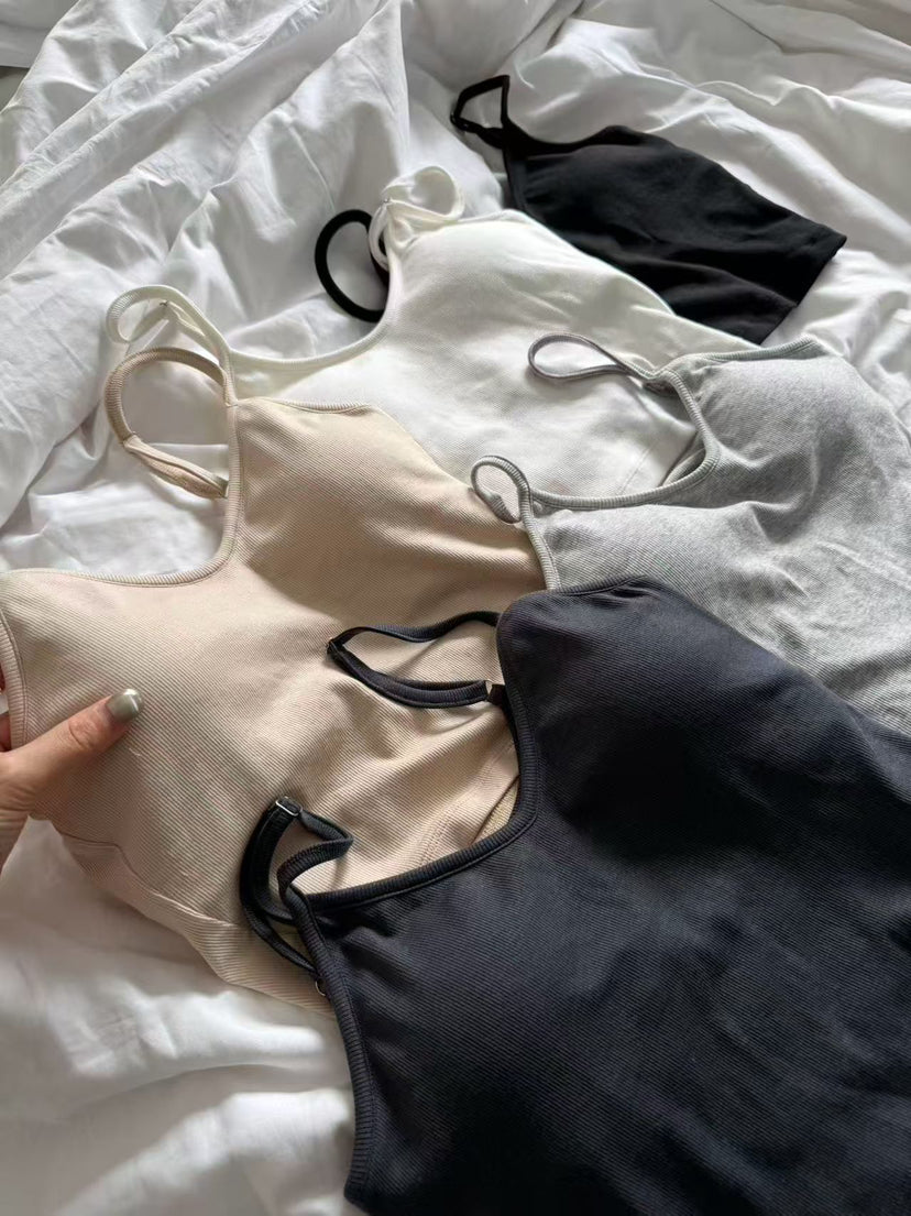 Chic Padded Cropped Camisole - Versatile Spring Layering Tank Top