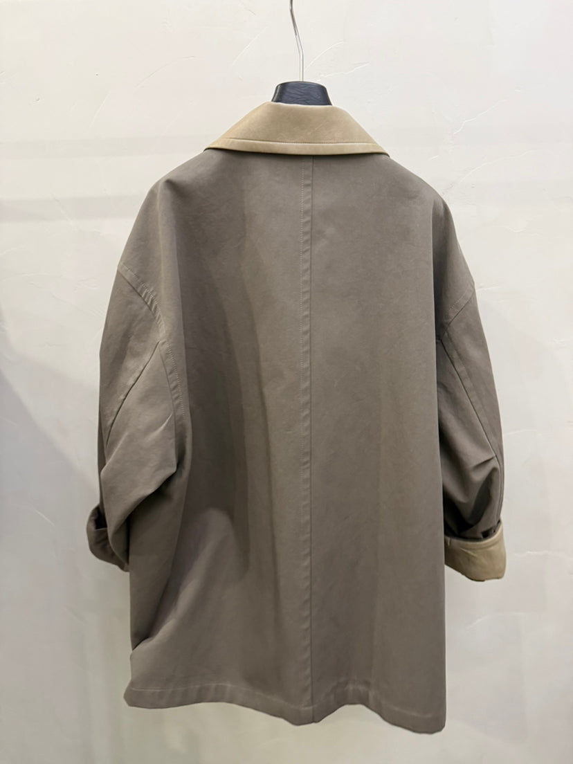 Elegant Contrast Panel Trench Coat - Premium Spring Lapel Single-Breasted Mid-Length Overcoat