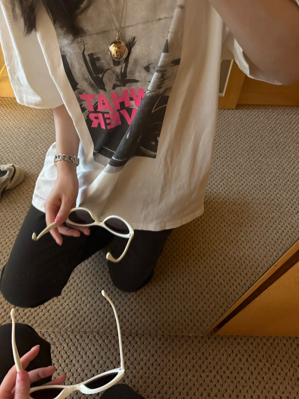 Spring 2026! [LACHER] Korean Minimalist Letter Print Loose Casual Short-Sleeved T-Shirt 371D114# SYYY