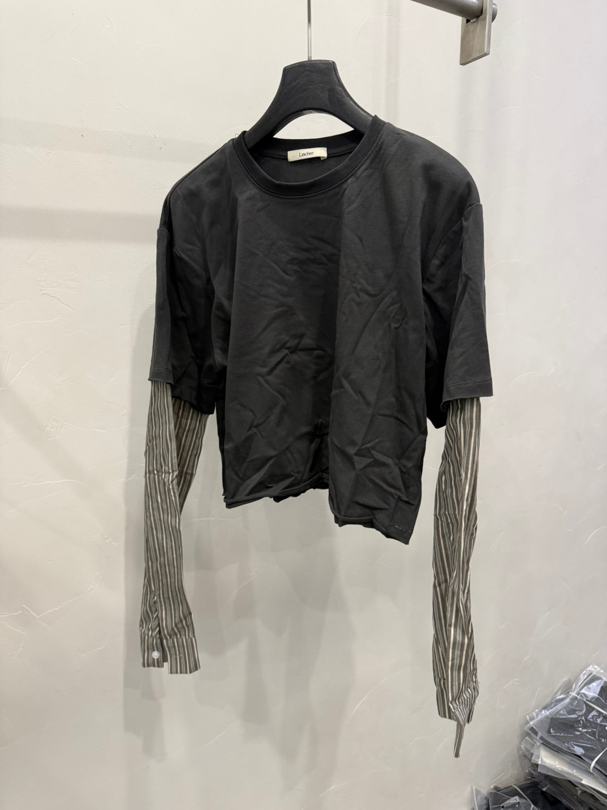 LACHER Trending Faux Two-Piece Striped Long Sleeve T-Shirt - Chic Layered Style