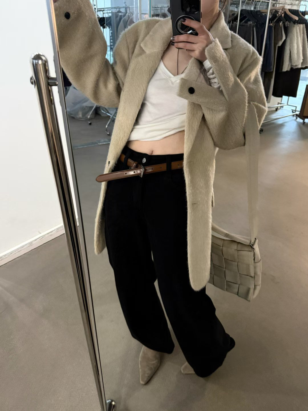 LACHER Women's High-Waist Fleece-Lined Straight-Leg Jeans Slimming Winter Denim