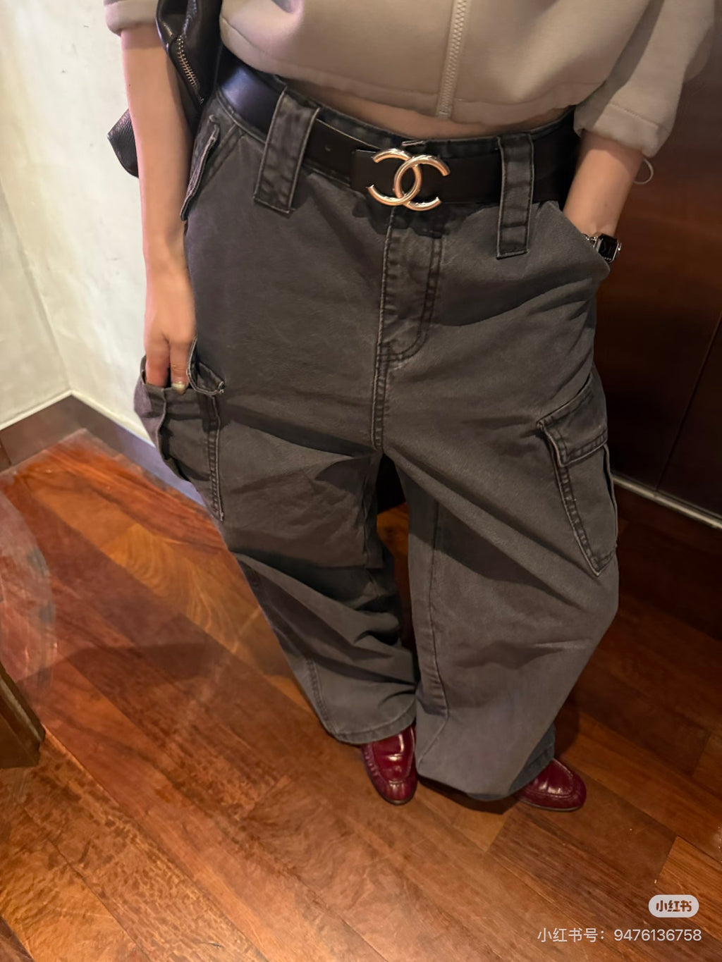 Little Red Book Trending! [LACHER] Best-selling Workwear Jeans! Cargo Style Loose Distressed Wash Straight Leg Denim Pants 371A026# SYYY