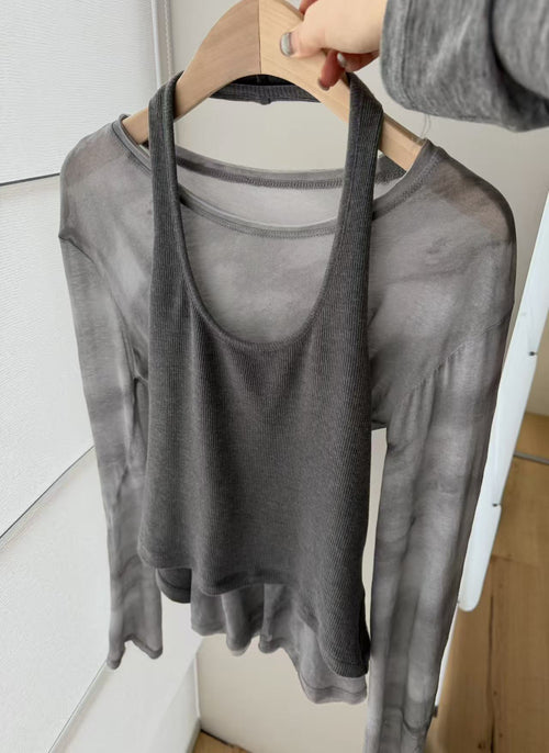 Chic Women's U-Neck Halter Knit Vest - Loose Fit Solid Color Sleeveless Crop Top