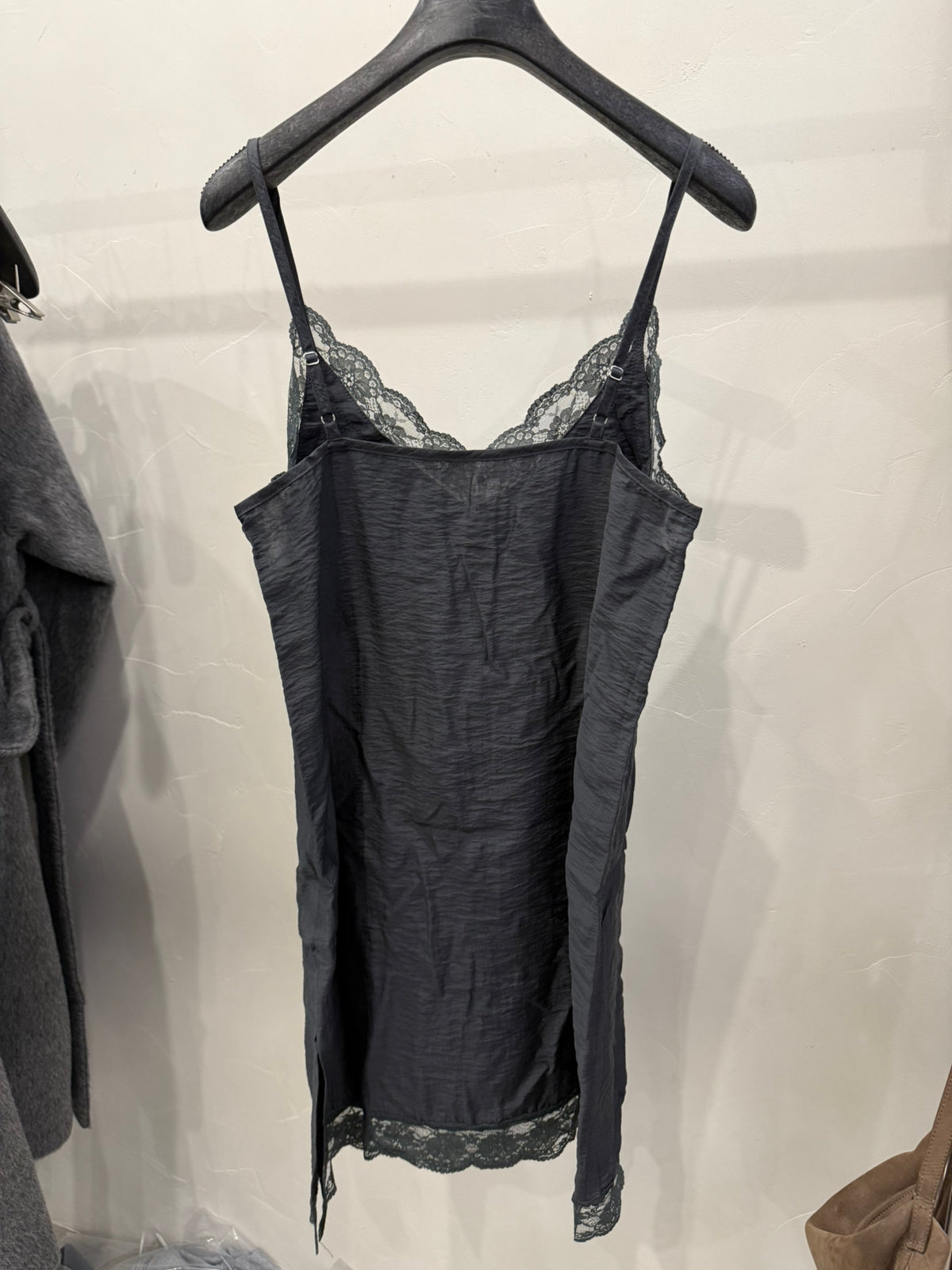 LACHER Elegant Lace Splicing Cami Dress - Versatile Solid Color Midi Slip Dress