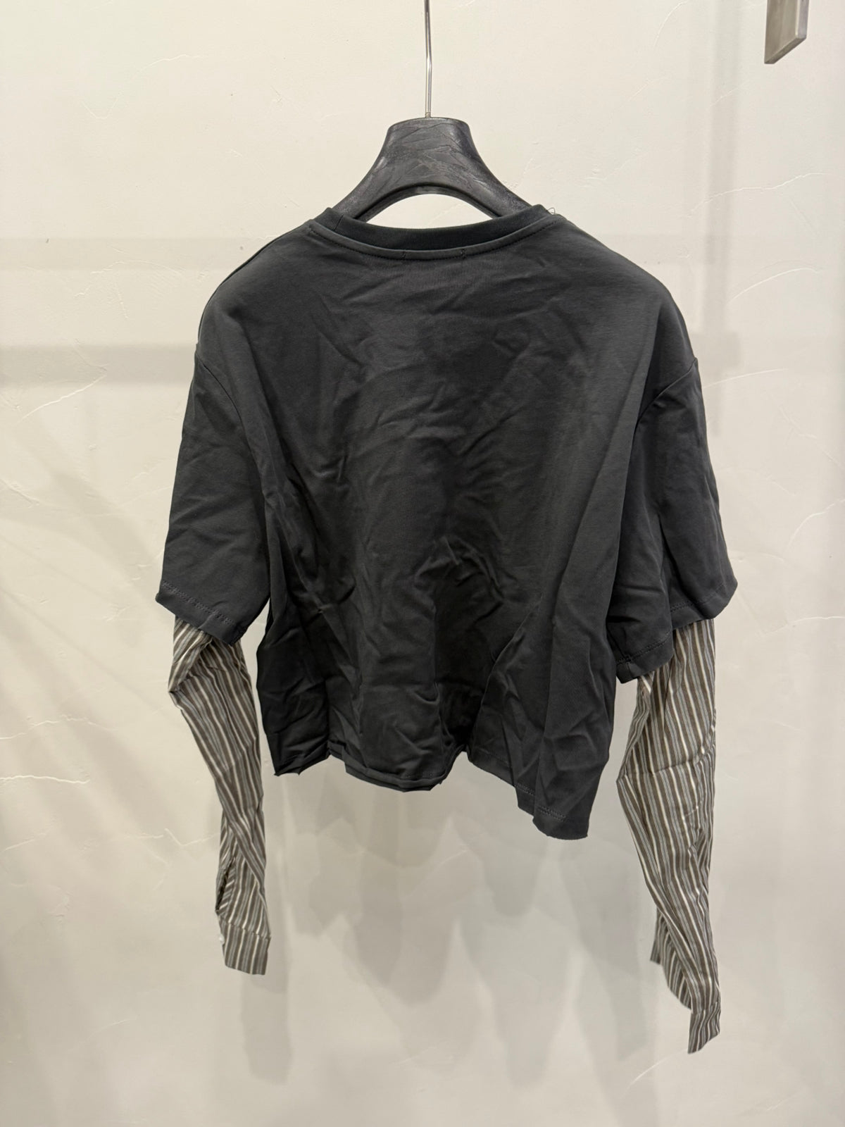 LACHER Trending Faux Two-Piece Striped Long Sleeve T-Shirt - Chic Layered Style