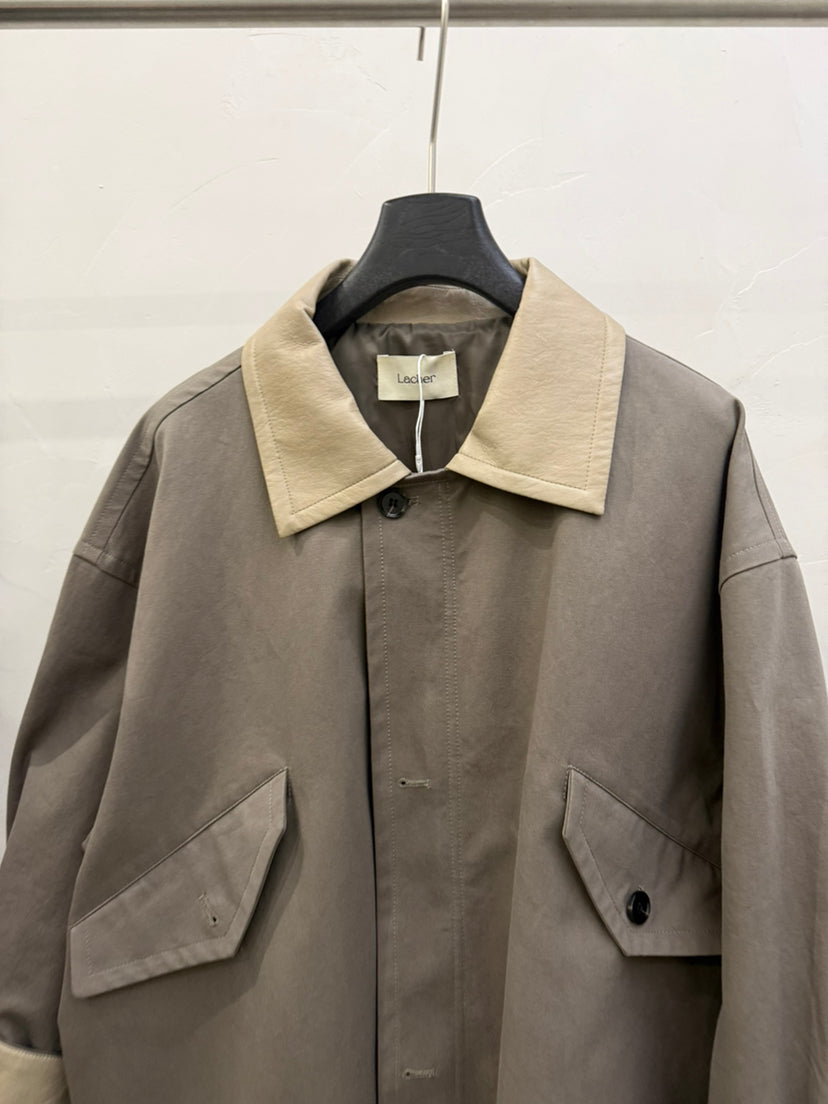 Elegant Contrast Panel Trench Coat - Premium Spring Lapel Single-Breasted Mid-Length Overcoat