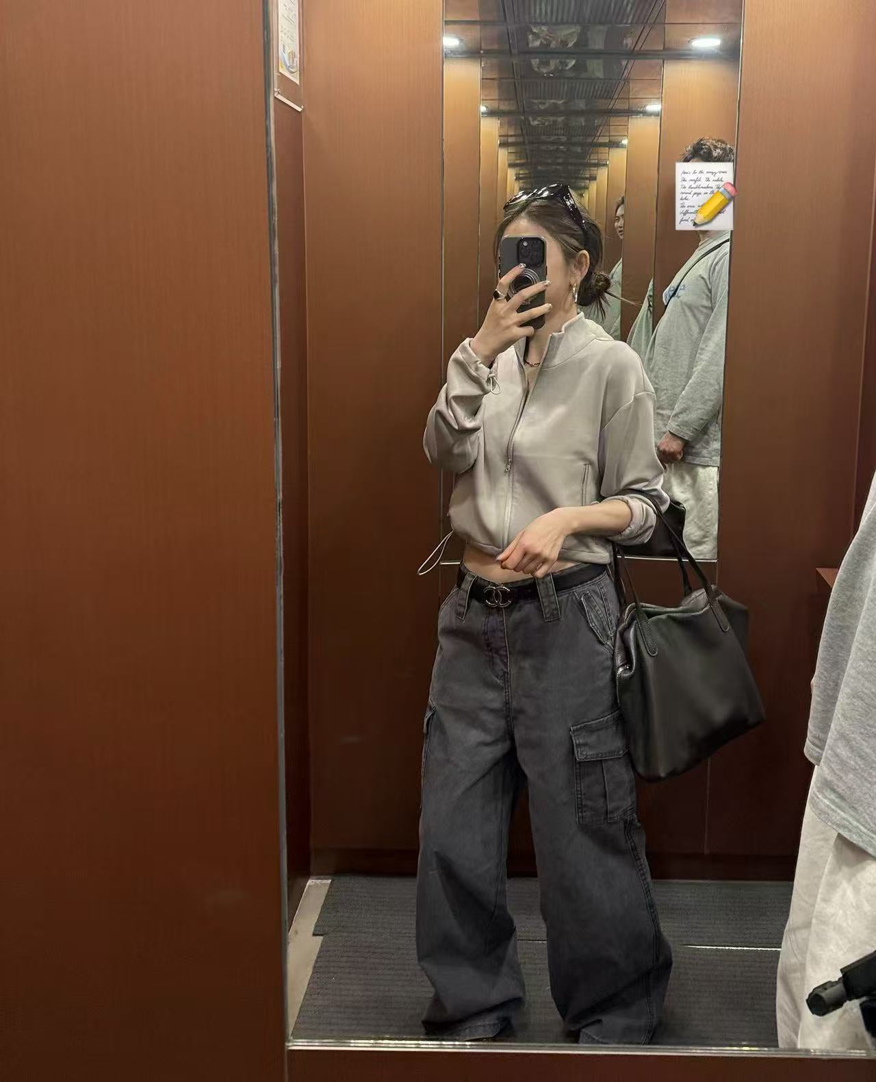 Little Red Book Trending! [LACHER] Best-selling Workwear Jeans! Cargo Style Loose Distressed Wash Straight Leg Denim Pants 371A026# SYYY