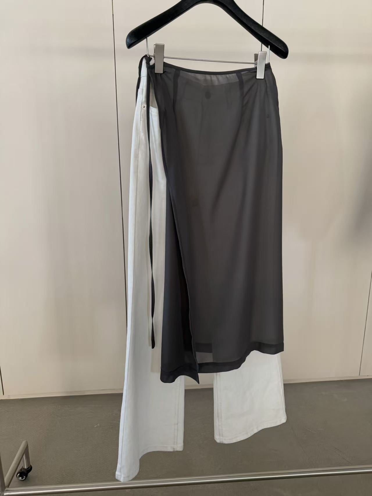 LACHER 2026 Spring Niche Layering Skirt Curtain Elegant Drape Slit Midi Skirt