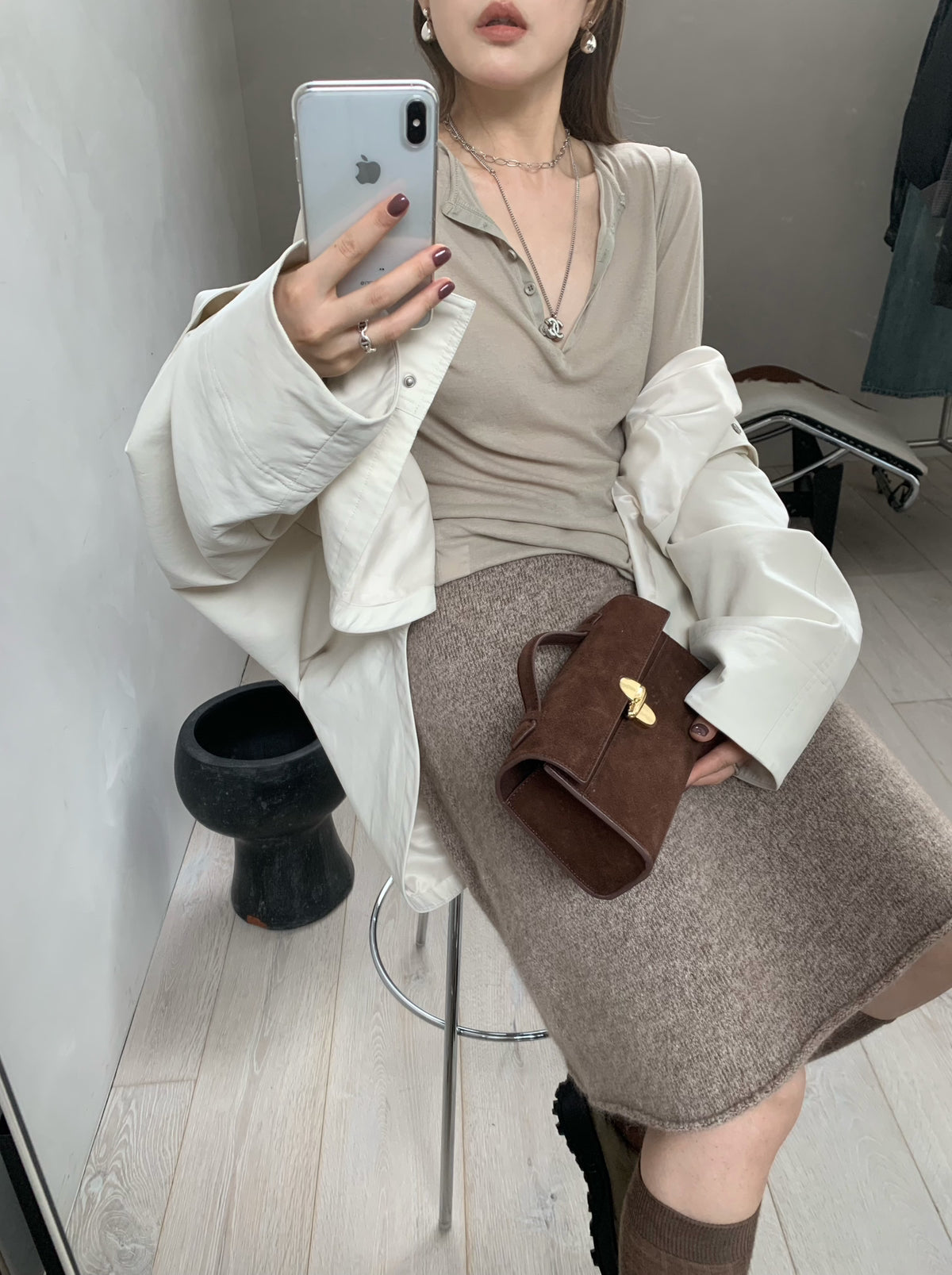 Premium Korean Style V-Neck Long Sleeve Basic Top - Elegant Loose Fit Autumn Blouse