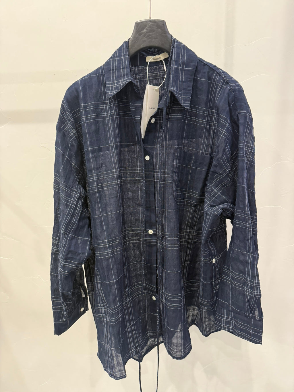 LACHER Premium Textured Plaid Shirt - Casual Drop Shoulder Long Sleeve Blouse for Women