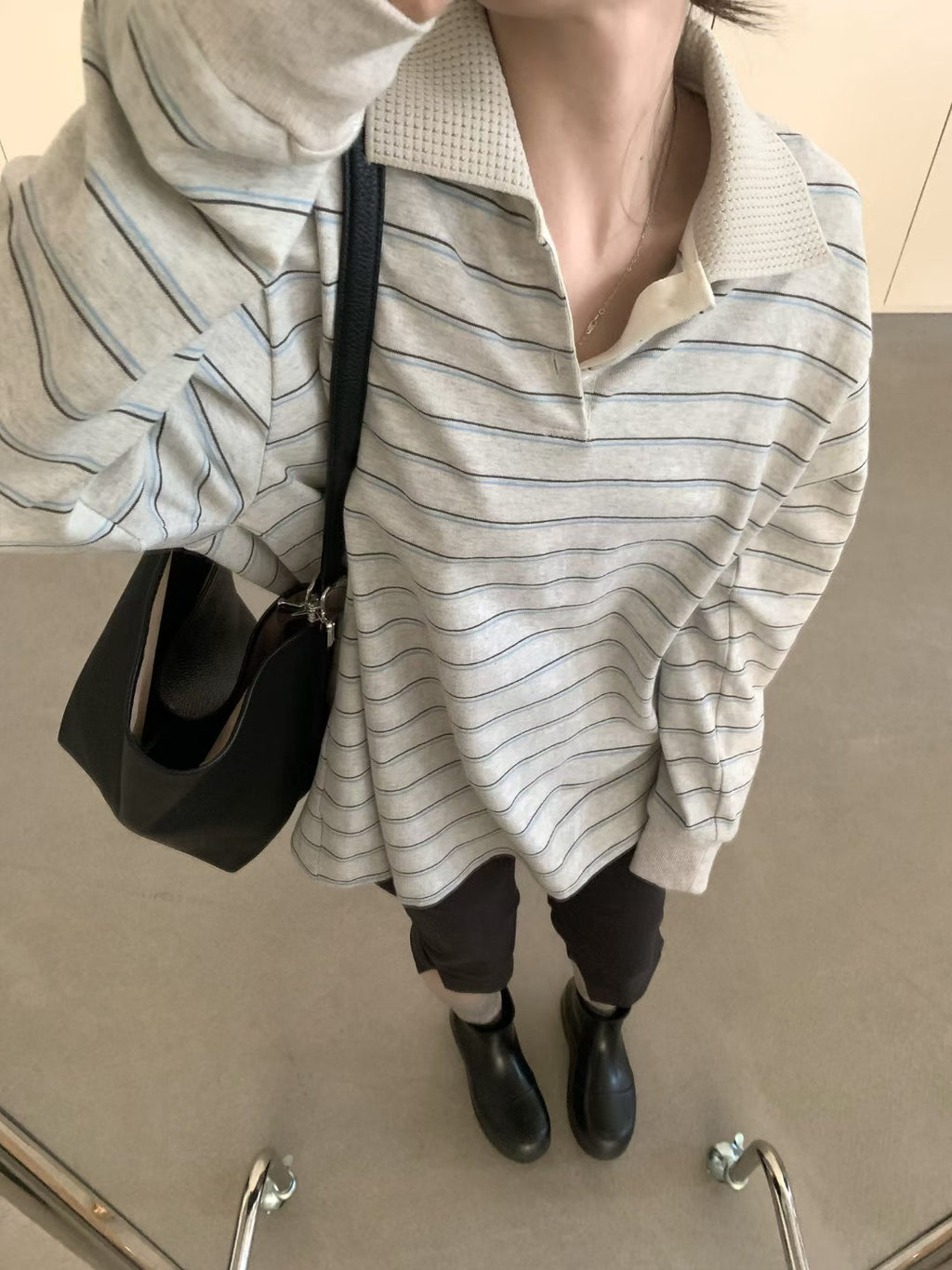 LACHER Premium Striped Polo Shirt - Casual Luxury Contrast Stitching Loose Fit Top