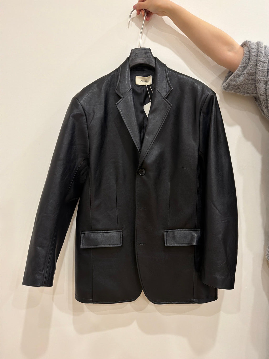 LACHER Premium Distressed Oil-Waxed Leather Blazer - Vintage Oversized Broad-Shoulder Friendly Spring Suit