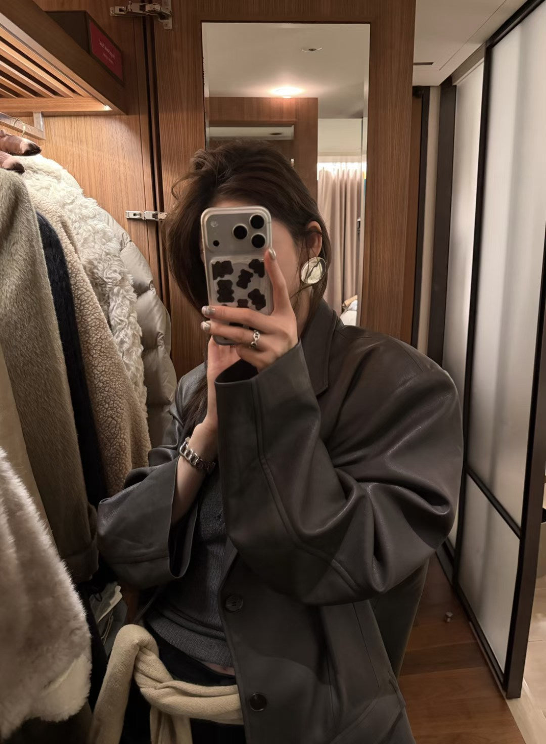 LACHER Premium Distressed Oil-Waxed Leather Blazer - Vintage Oversized Broad-Shoulder Friendly Spring Suit