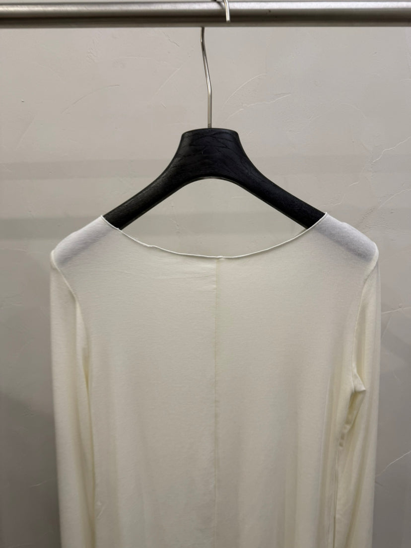 LACHER Elegant Slim Fit Round Neck Long Sleeve T-Shirt - Korean Style Wool Blend Minimalist Top