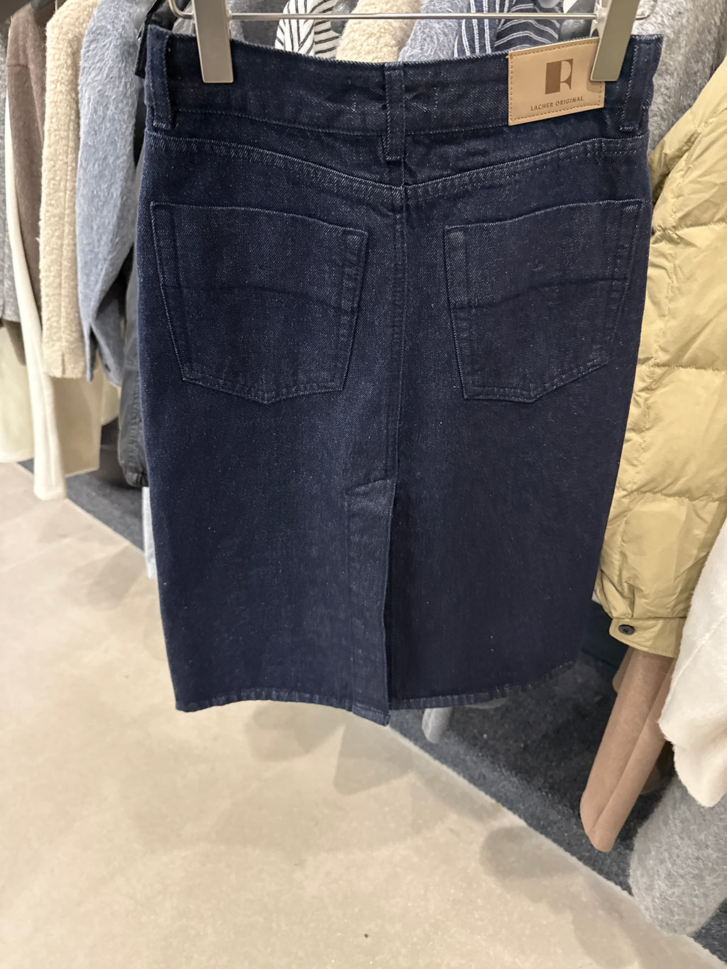 LACHER Early Spring 2026 High-Waist Back-Slit Denim Mini Skirt