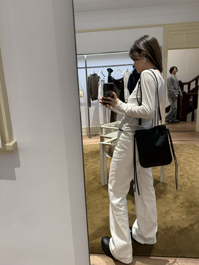 Women's High-Waisted Slimming Flare Jeans - Elegant Spring Solid Color Washed Denim Trousers