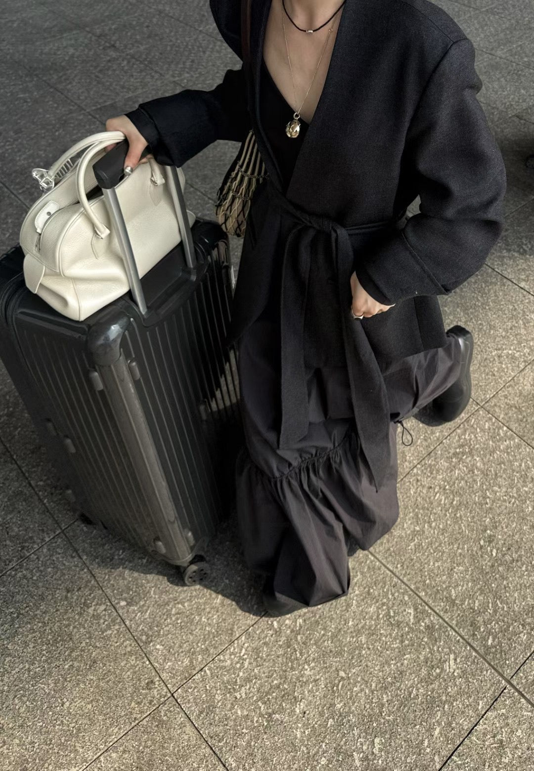 LACHER Elegant Adjustable Drawstring Midi Skirt - Slimming A-Line Fashionable Casual Skirt