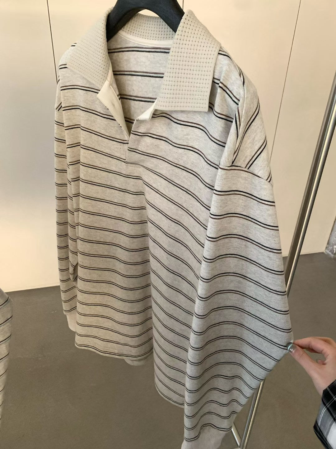 LACHER Premium Striped Polo Shirt - Casual Luxury Contrast Stitching Loose Fit Top