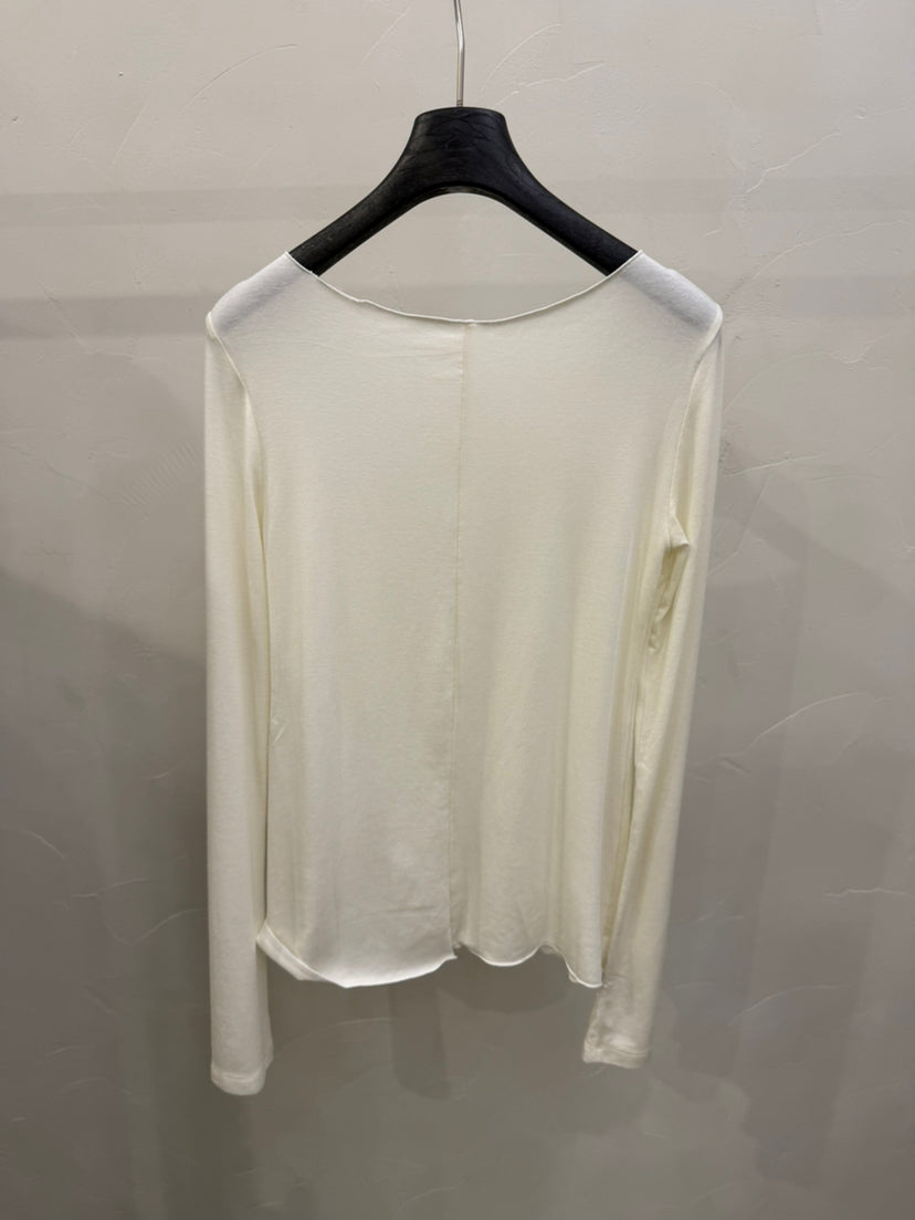 LACHER Elegant Slim Fit Round Neck Long Sleeve T-Shirt - Korean Style Wool Blend Minimalist Top