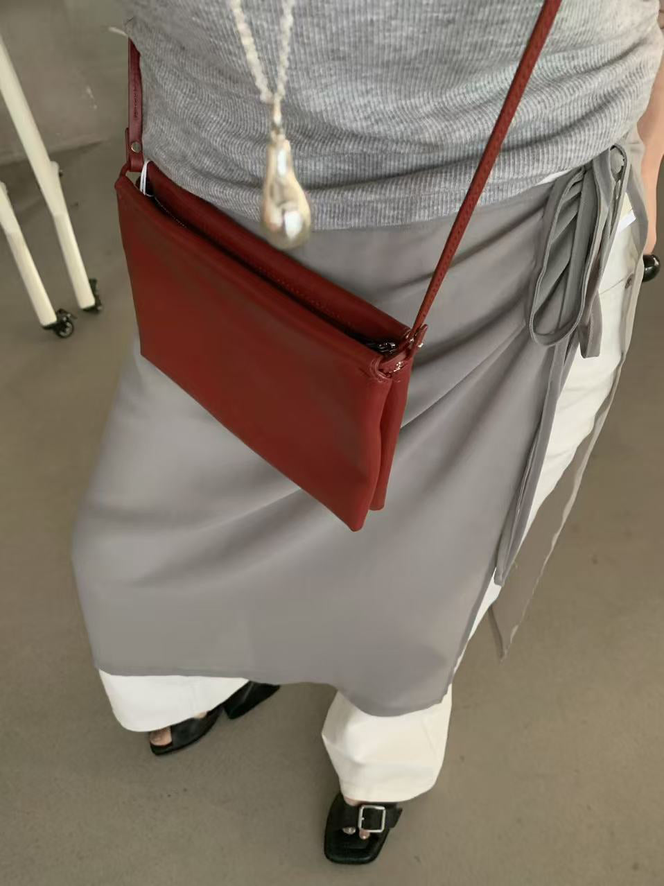 LACHER 2026 Spring Niche Layering Skirt Curtain Elegant Drape Slit Midi Skirt