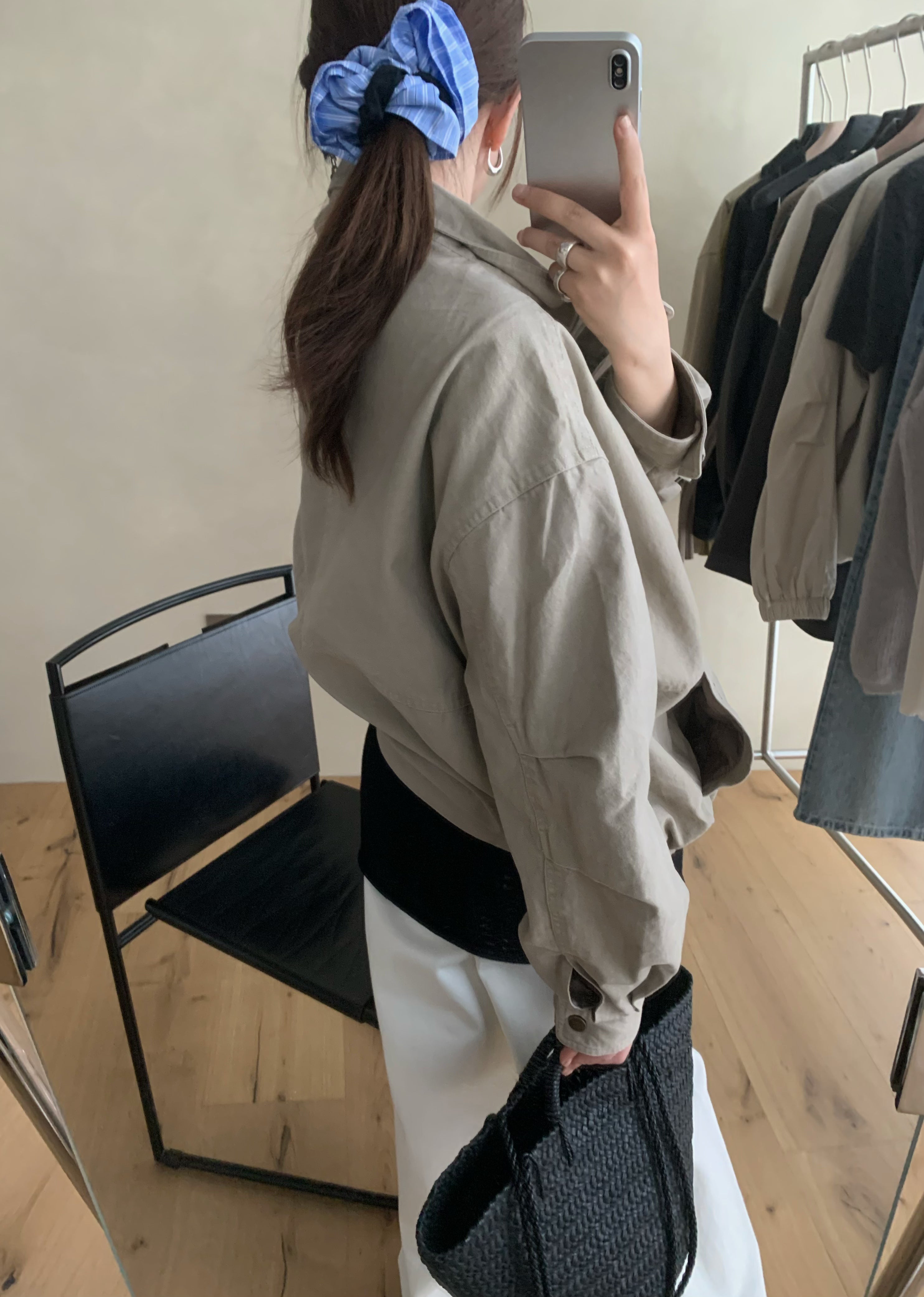 LACHER Women's Premium Utility Loose Fit Jacket - Chic Stand Collar Casual Outerwear