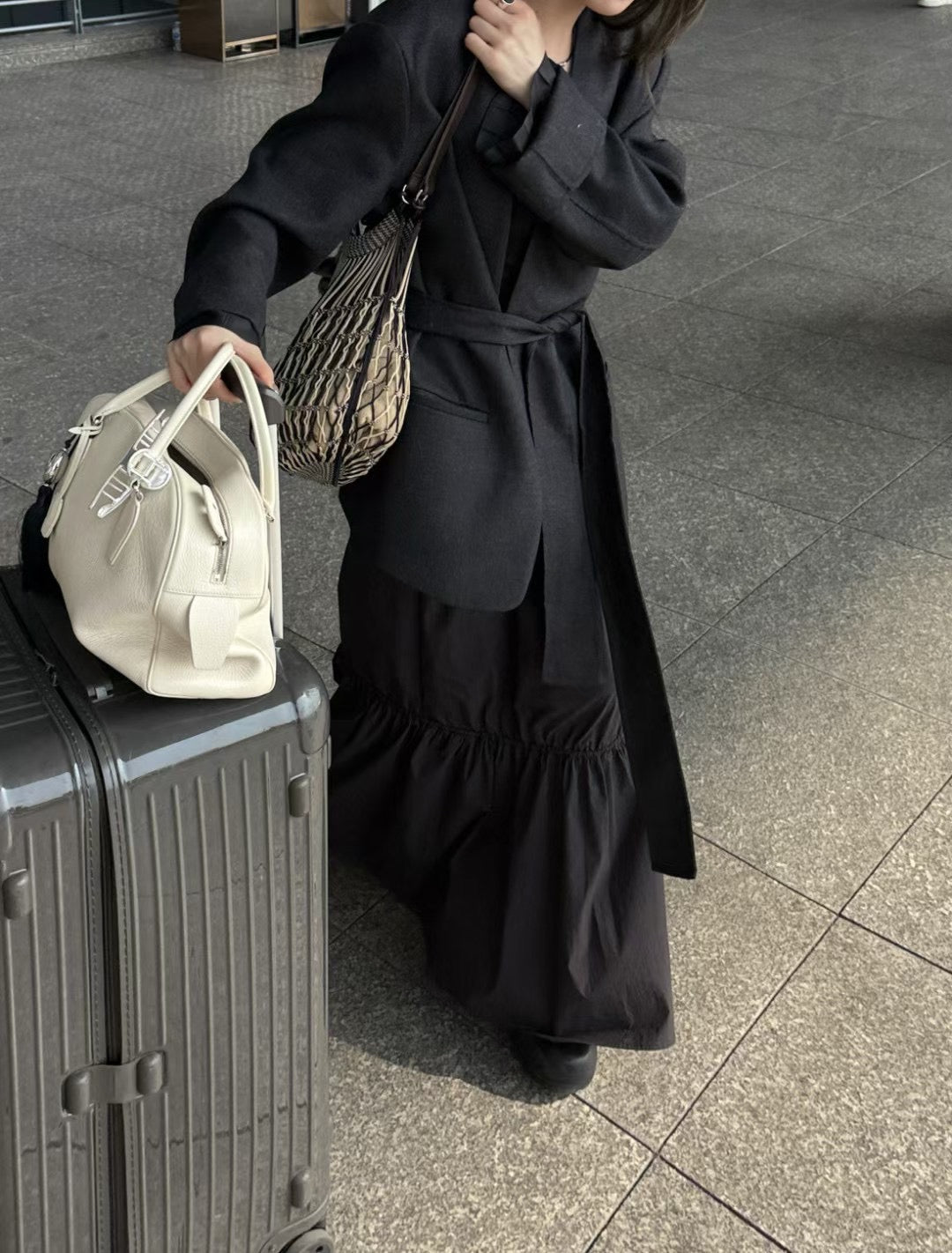 LACHER Elegant Adjustable Drawstring Midi Skirt - Slimming A-Line Fashionable Casual Skirt