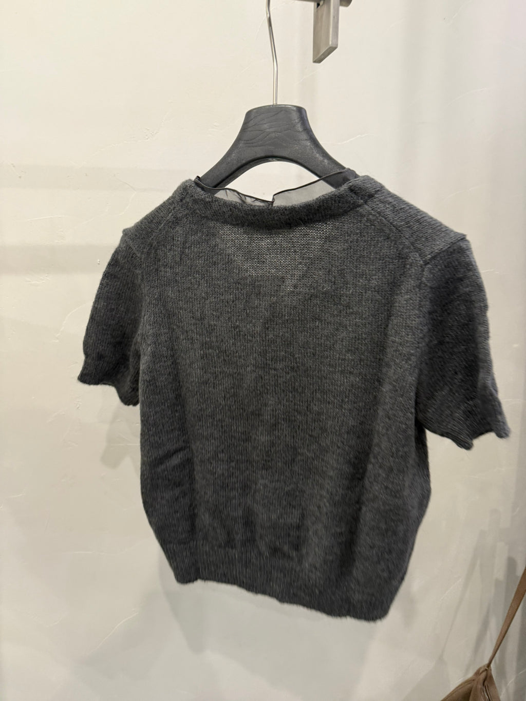 LACHER Elegant V-Neck Wool Blend Knit Cardigan - Slimming Short Sleeve Soft Casual Sweater for Women