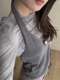 LACHER Trending Women's Tie-Dye Round Neck Long Sleeve T-Shirt - Loose Fit Versatile Spring Top