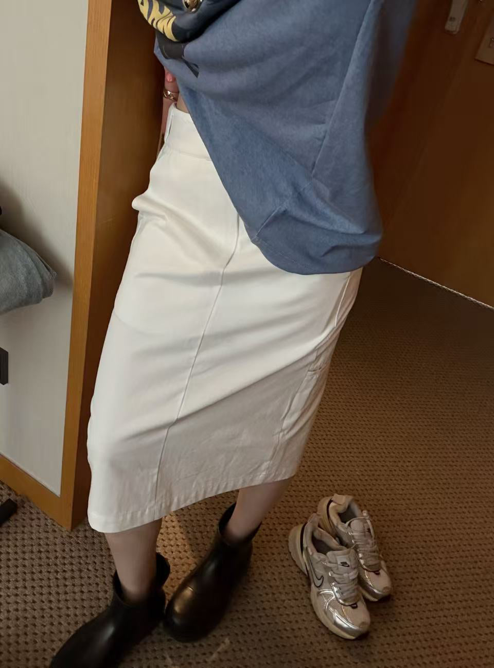 LACHER Designer Slit Midi Skirt - Chic High-Waist Slimming Casual Long Skirt