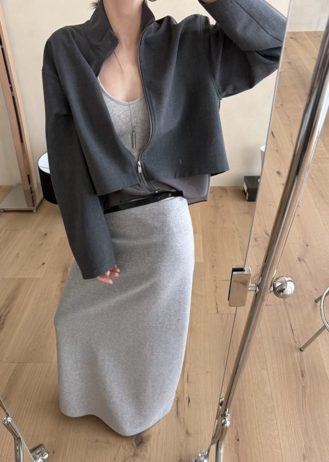 Little Red Book Trending! [LACHER] High-Intellect Style! Commuter & Daily Ready! Unique Stand Collar Mesh-Spliced Zipper Fashion Short Suit Jacket 371D020# SYYY