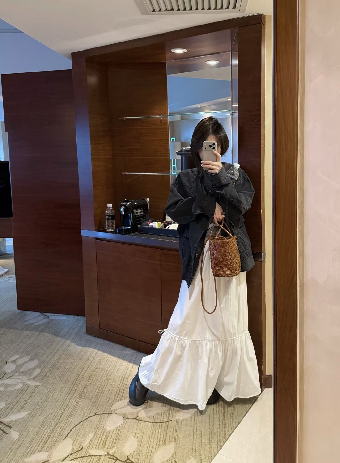 LACHER Elegant Adjustable Drawstring Midi Skirt - Slimming A-Line Fashionable Casual Skirt